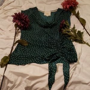 Anthropologie sleeveless polka dot silk top EUC